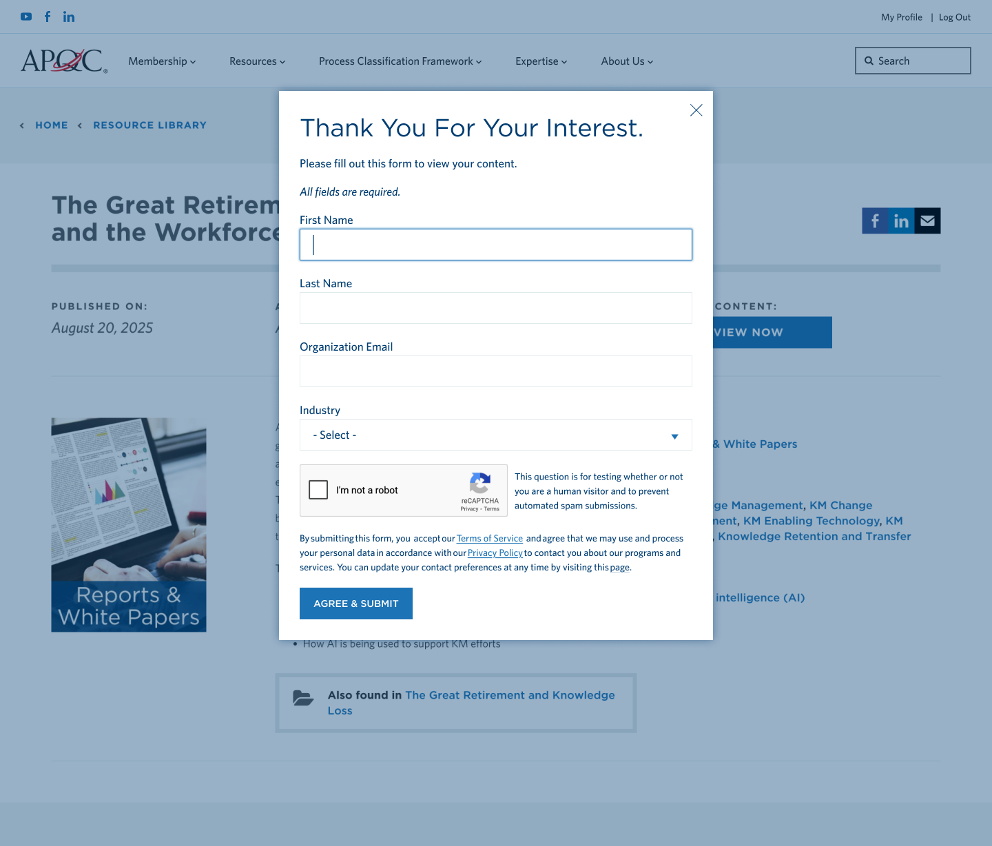 Popup Form — Membership Demo Request